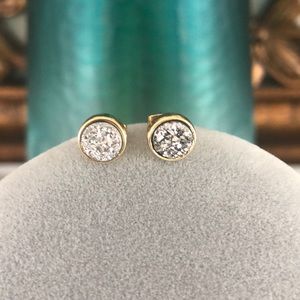 Beautiful Sparkly Silver Druzy Stud Earrings